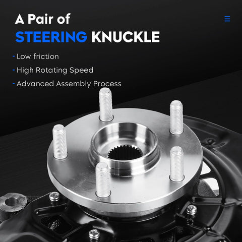 Close-up of steering knuckle and wheel bearing hub assembly for Camry 2007 to 2011 and Lexus ES350 2007 to 2012 3.5L V6 replacement.