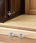 Removable Stainless Steel Cabinet Handles With Self Adhesive Backing No Drill No-Punch Stick-On Pulls For Sliding Glass Doors And Cabinets Easy Install Hardware For Living Spaces 5 Pack on wood cabinet door