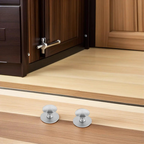 Removable Stainless Steel Cabinet Handles With Self Adhesive Backing No Drill No-Punch Stick-On Pulls For Sliding Glass Doors And Cabinets Easy Install Hardware For Living Spaces 5 Pack on wood cabinet door