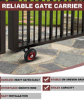 Rolling Gate 6 Inch Rubber Wheel Carrier Heavy Duty for Driveway and Sliding Gates with 550lb Capacity shown installed on gate
