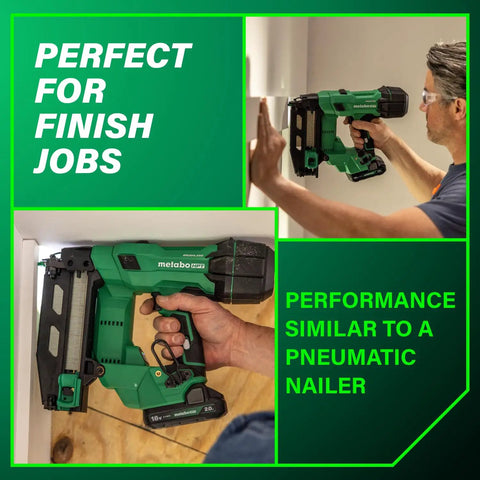 18 Volt Cordless Brushless 16 Gauge Finish Nailer Kit With 2.0Ah Battery for trim cabinetry and finishing; handheld use