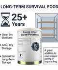 Can of Freeze Dried Diced Potatoes 32 Oz Ready To Eat Survival Food For Emergency Prepper Gear with 25 plus year shelf life