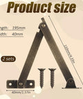 2 Pack Lid Support Hinges Antique Bronze Folding For Wooden Boxes Jewelry Cases Display Furniture Cabinets Cupboards Includes 10 Mounting Screws Rust Resistant Iron 7.6 Inch Extend When Open And 4.3 Inch Closed Built Tough, showing hinge dimensions and screws.