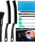 Go To Car Interior Detailing Kit Pro Grade 10 Piece Set With Soft Interior Brush Black Crevice Brush Green Crevice Brushes And Precision Scrapers For Hard To Reach Cavities And Dashboards, blue pouch