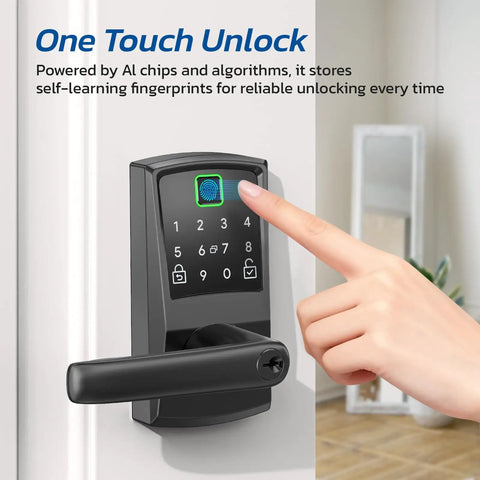 Heavy Duty Keypad Smart Door Lock With Fingerprint Keyless Entry And Digital Deadbolt Alternative For Front Doors In Matte Black Aluminum Build With No Sweat Setup For Top Tier Home Security Upgrades