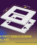 Screwless Decorator Wall Plates Two Gang White Gloss Finish Tough as Nails Durable Polycarbonate Outlet Covers measurements