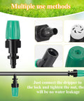 50 Pcs Adjustable Atomizing Nozzles For 1/4 Inch Drip Irrigation Tubing, close-up of green and black mist emitter design.