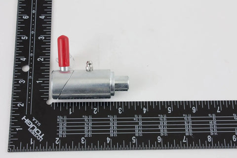 Heavy Duty 5/8 Cam Lock Twist Lock Plunger Pin For Tow Trucks And Recovery Trucks Zinc Plated Spring Loaded Steel Hitch Hardware 10 Piece Farm Implement Wrecker Attachment Kit showing red handle and dimensions.