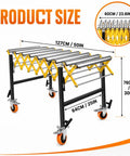 Adjustable Roller Stand For Conveyor With Locking Wheels Supports Up To 980 Lbs, showing dimensions of 127CM/50IN height.
