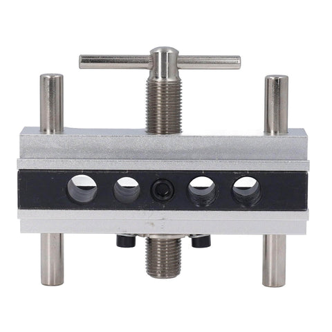 Self Centering Doweling Jig Kit With Adjustable Width Drilling Guide and Six Bushings for Pro Grade Wood Joinery in Silver Finish