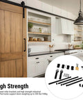 Heavy Duty Barn Door Hardware Kit 6.6 Foot Track System With 330 Pound Capacity Ultra Quiet Soft Close Sliding installed in kitchen