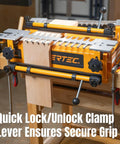 12 Inch Dovetail Jig With Templates, Router Bits, And Guide Bushing For Half Blind And Through Dovetails setup on workbench