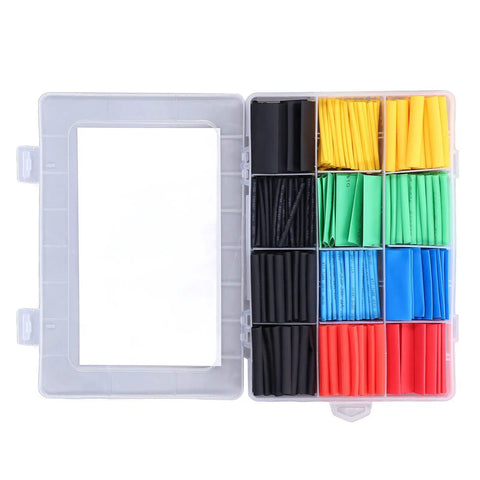 Ultimate 530 Pcs Electrical Insulation Protection Kit With Durable Heat Shrink Tubing Sleeve Variety Pack For Wire Wrap, Solder Joint Repair, Broken Cable Fix, And Led Filament Restoration In A Compact Wear Resistant Polyolefin Assortment. Open case with color-coded polyolefin heat shrink tubes