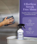 Stainless Steel Cleaner and Polish Bundle with USDA Biobased Formula next to lavender microfiber cloth being used on steel sink.