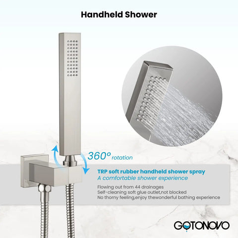 Brushed Nickel Waterfall Bathtub Faucet With Wall Mounted Hand Held Shower Rough In Valve Solid Brass Tub Filler Spout And Sprayer Modern Home Upgrade Spa Vibe handheld sprayer