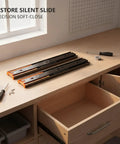 Soft Close Drawer Slides With Buffer Mechanism, Pro Grade Cold Rolled Steel Ball Bearing Glides For Kitchen Cabinets And Furniture