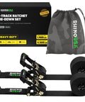 Built Tough Ultimate Heavy Duty E Track Ratchet Tie Downs Set, 4500 Lb Break Strength, straps and storage bag