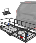 60 Inch Folding Hitch Mount Cargo Carrier Basket attached to SUV, 24 Inch Wide By 14 Inch High, 500 Lb Capacity, Fits 2 Inch Receiver