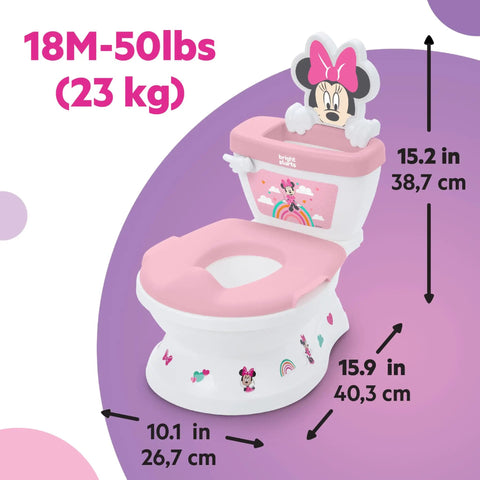 Super Sweet Disney Minnie Mouse Toddler Potty Training Toilet With Real Flush And Cheer Sounds Lickety Split Floor To Chair Transition Removable Splash Guard Tough Grab Handles Smooth Learning For Kiddos 18 Months Plus
