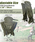 Tactical Leg Gaiters For Outdoor Hunting And Hiking Ultralight Waterproof Oxford Fabric with Adjustable Size and Dimensions