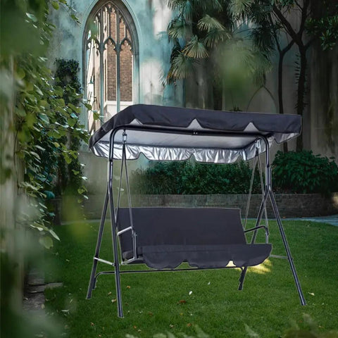 Replacement Canopy Top For Three Seat Outdoor Patio Swing, Black Shade Cover For Porch Garden Seat, Fits 76 By 49 By 5.9 Inches