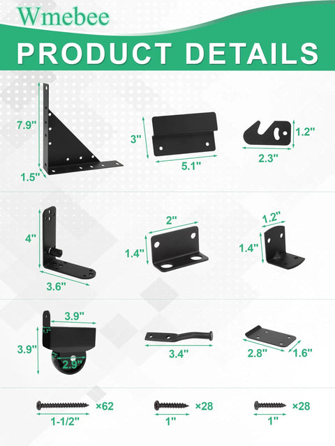 Sliding Gate Kit Heavy Duty Gate Hardware With Wheel For 1 To 2 Inch Thick Wooden Gates Anti Sag Fence System measurements