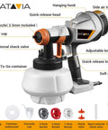 Professional Grade Hvlp Electric Spray Paint Gun With Massive 1200Ml Cup Delivers features like adjustable knob, side air inlet, and soft grip.