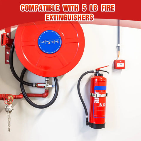 Heavy Duty Pair Of Fire Extinguisher Brackets Constructed From Premium Stainless Steel Wall Mount Support That Locks Rock Solid On Five Lb Tanks In Pickups Rv Campers And Garages With No Fuss Setup In Vibrant Red Finish