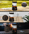 Ultra Bright LED Camping Lantern Rechargeable 1000LM With 5 Lighting Modes IP44 Waterproof showing solar and USB charging
