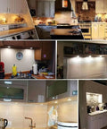 Recessed Light - 5V RGB LED Ultra Thin Lamp, Indoor Outdoor Decoration in various kitchen settings with warm lighting.
