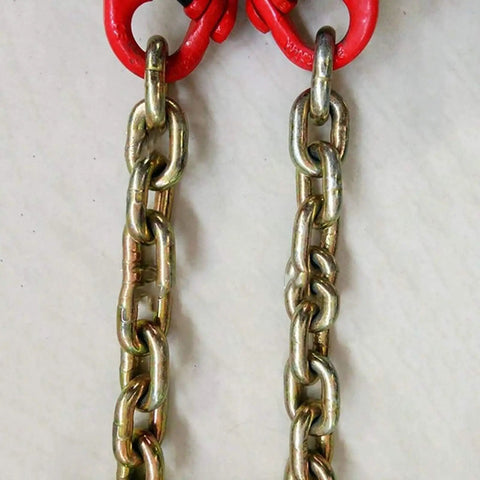 Badass Heavy Duty Hauling Chain With Double Trailer Hooks, close-up view of durable steel links and hooks.