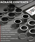 4 Inch Magnetic Dust Collection Kit Featuring High Grade N52 Snap On Fittings includes various connectors, couplers, and clamps.