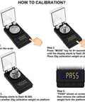 Ultra Precise 50g Digital Milligram Scale With 0.001g Readout For Reloading, Compact Black Powder Scale Must Have 20g Calibration Weight And Accessories, Pro Grade Multiunit Weighing In G Oz Ozt Dwt Ct Gn, Tare And Piece Counting, USB Or Battery calibration steps.