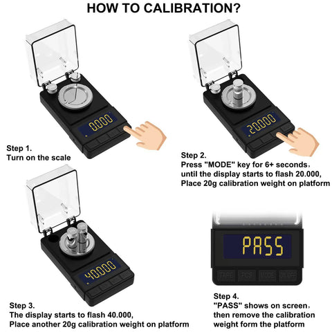 Ultra Precise 50g Digital Milligram Scale With 0.001g Readout For Reloading, Compact Black Powder Scale Must Have 20g Calibration Weight And Accessories, Pro Grade Multiunit Weighing In G Oz Ozt Dwt Ct Gn, Tare And Piece Counting, USB Or Battery calibration steps.