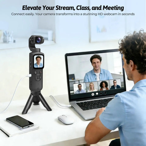 4K Vlogging Camera For YouTube And Social Media Ultra Portable 75MP Pocket Digital Camera With 330 Degree Rotating Gimbal Lens
