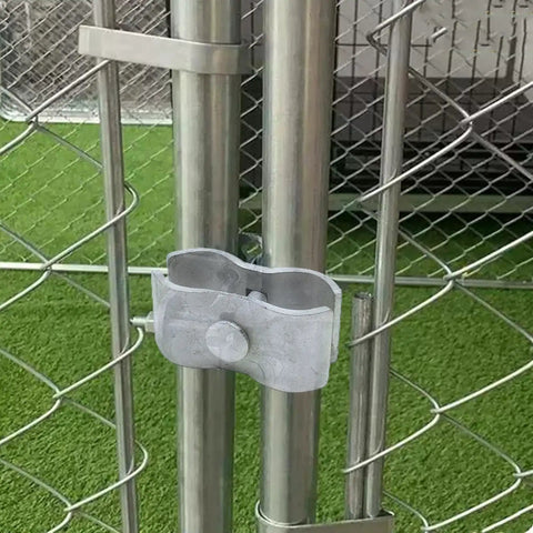 10 Pack Built Tough Dog Kennel Clamps With Bolts And Nuts, 1-3/8 Inch Galvanized Steel Fence Panel Clamps on pipe frame