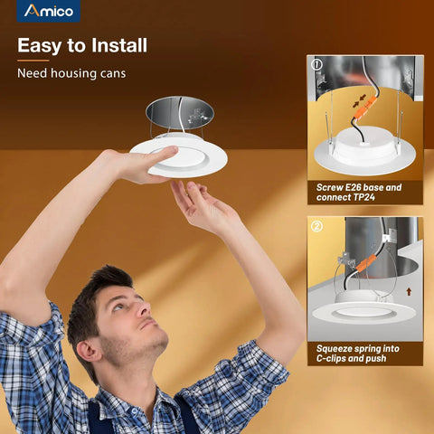 12 Pack 6 Inch Led Recessed Ceiling Lights With Sync Reset And Built In Night Light Featuring 5 Cct Tunable White And 2200K Super Chill Amber Glow For Seamless Room Refreshes