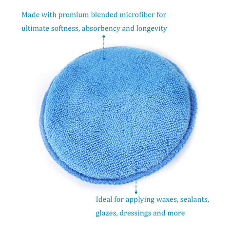 Ultra Soft Microfiber Wax Applicator Pads With Finger Pocket For Cars Foam Sponge 5 Inch Diameter Blue Pack Of 10 Ideal For Waxes Sealants And Glazes No Scratch Absorbent Detailers Favorite