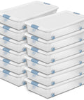 No Hassle Clutter Crusher, Slick Locking Lids, Heavy Duty Stackable Containers For Closet And Home Organization, Clear 56 Quart Tubs.