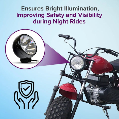 12 Volt Black Headlight Assembly Replacement For Baja Mini Bike MB200 With 35 Watt Bulb Included Easy Bolt On Fit And All Black Finish