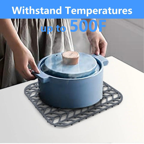Silicone Sink Protector Mat for Kitchen Sink Grid With Raised Feet Non Slip Cushion Keeps Dishes Safe, used as trivet for hot pot