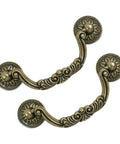 Six Pack Antique Brass Drawer Pulls With Four And Three Quarters Inch Hole Centers For Kitchen Cabinets Dressers And Bathrooms Decorative Vintage Metal Cabinet Handles Bundle