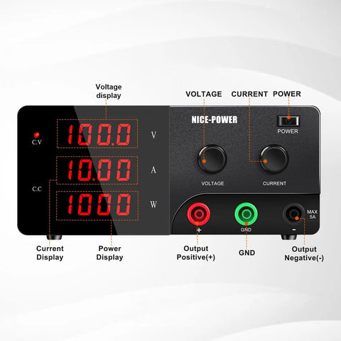 Beefy Benchtop DC Power Supply 100V 10A 1000W With Encoder Adjustable Knob Pro Grade Voltage And Current Control Display