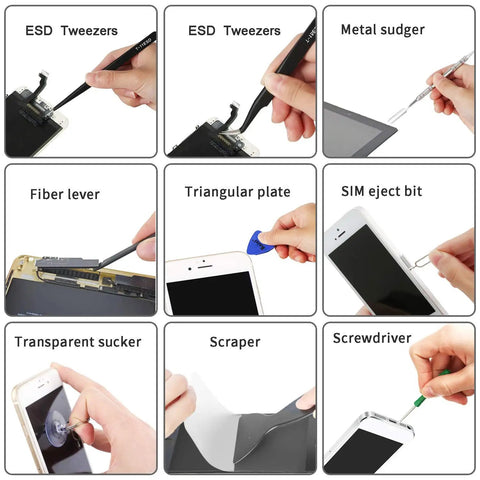 20 Piece Pro Electronics Opening Pry Tool Kit With Metal Spudger And Non Abrasive Nylon Spudgers Plus Anti Static Tweezers For Gadgets