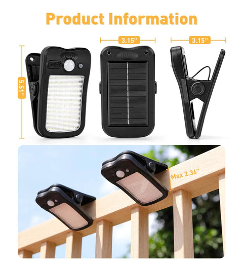 Clip On Solar Lights 4 Pack With 60 LED 500LM Motion Sensor USB And Solar Powered Waterproof Security Lights on fence