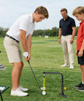 Teen uses Swing Training Aid For Golfers With Adjustable Height Practice Stand Makes Your Swing Smoother And More On Point