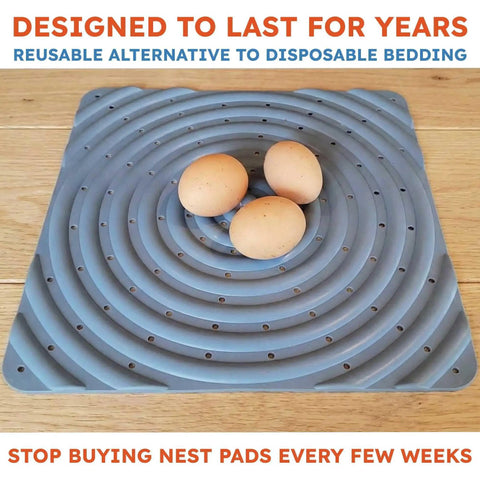Washable Chicken Nesting Pads For Laying Eggs Reusable Durable Nest Box Cushions For Chicken Coops Soft Hen Comfort Breathable Egg Support Pads Gray 4 Pack with eggs on gray pad