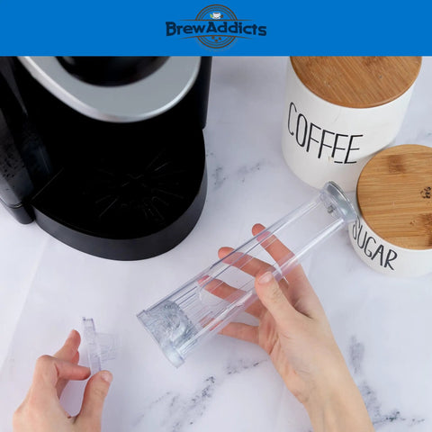 Hands holding Water Filter Starter Kit For Keurig 2.0 Coffee Brewers Includes Six Replacement Charcoal Filters And Durable Filter Holder