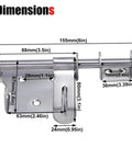 Sliding Latch 6 Inch Thick Stainless Steel Bucket Bolt With Padlock Hole Brushed Finish dimensions diagram