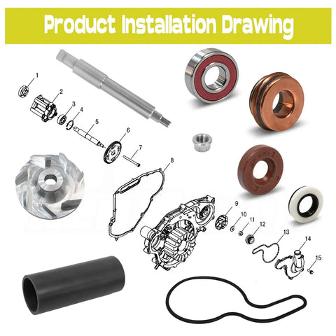 Water Pump Rebuild Kit With Impeller Seal And Driver For Sportsman 600 700 800 Ranger 700 800 Crew XP RZR 800 ATV UTV diagram